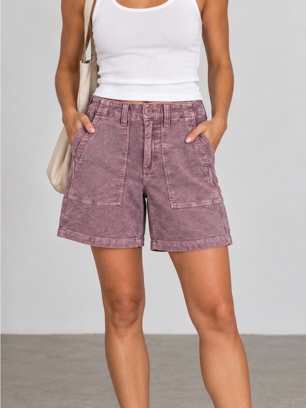 KUT From the Cloth Mauve Plum Utility Shorts – Women size 4 patch pockets casual